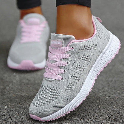 Women's Sneakers 2025 New Fashion Breathable Trainers, Comfortable Sneakers Mesh Fabric Lace-Up, Women's Tennis Shoes