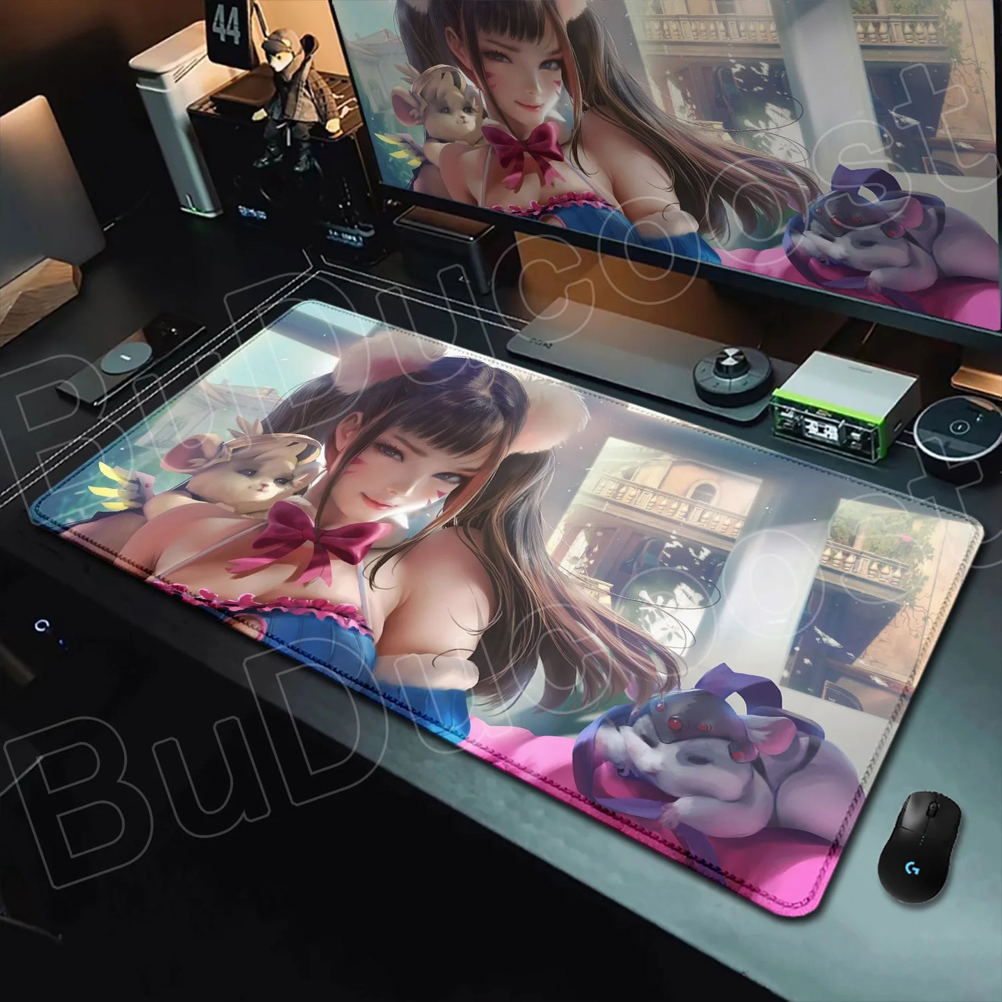 Tapete de rato gaming Overwatch Anime Girl grande XXL com impressão HD, base para teclado de computador, portátil e escritório, tapete de secretária em borracha macia 900x400 MM