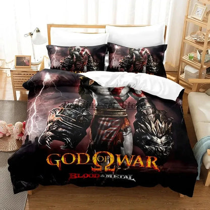 2023 Game God of War Bedding Set Single Twin Full Queen King Size Bed Set Aldult Kid Bedroom Duvetcover Sets Anime Bed Sheet Set