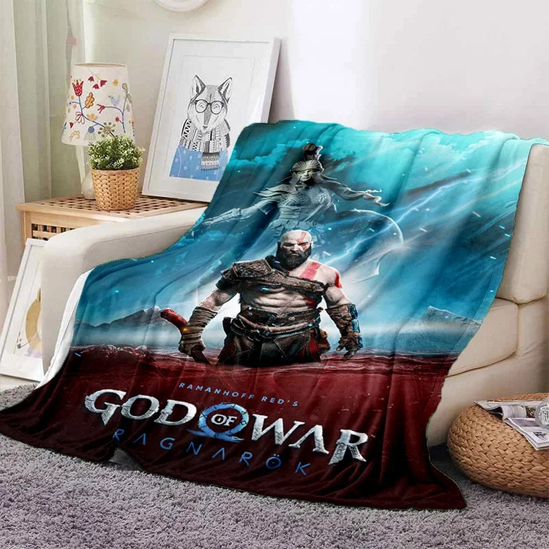 God of War Games Kratos Cartoon Soft Flannel Blanket for Beds Bedroom Sofa Picnic,Throw Blanket for Cover Outdoor Leisure Gift
