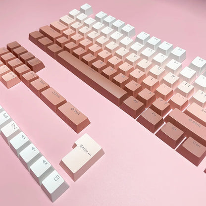 RGB-Gamer-Tastenkappen mit Farbverlauf-Hintergrundbeleuchtung für mechanische Tastaturen mit MX-Switches, OEM-Profil, PBT-Keycaps, Weiß/Blau, ISO-Layout, DIY-Tastenkappen