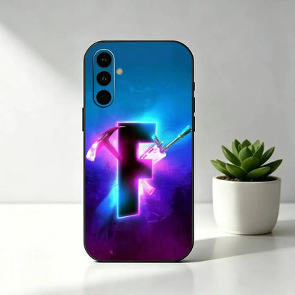 Custodia per telefono R-Royales F-Fortnites Gaming in silicone morbido nero per Samsung Galaxy A73, A72, A71, A70, A53, A52, A51