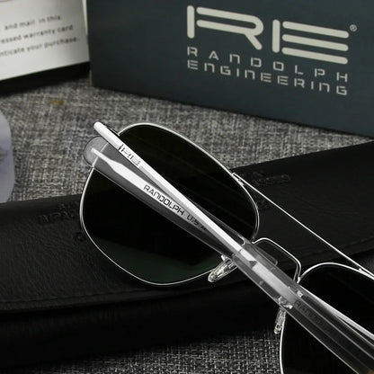 RE Sunglasses Man American Army Military Aviation Pilot Sun Glasses Glass Lens Woman Luxury Brand Vintage Metal Titanium Frame