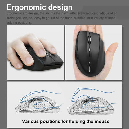 Rato E-YOOSO E-1010 USB 2.4G sem fios para gaming e escritório, 2400 DPI, ótico, ergonómico, para portátil, PC e computador