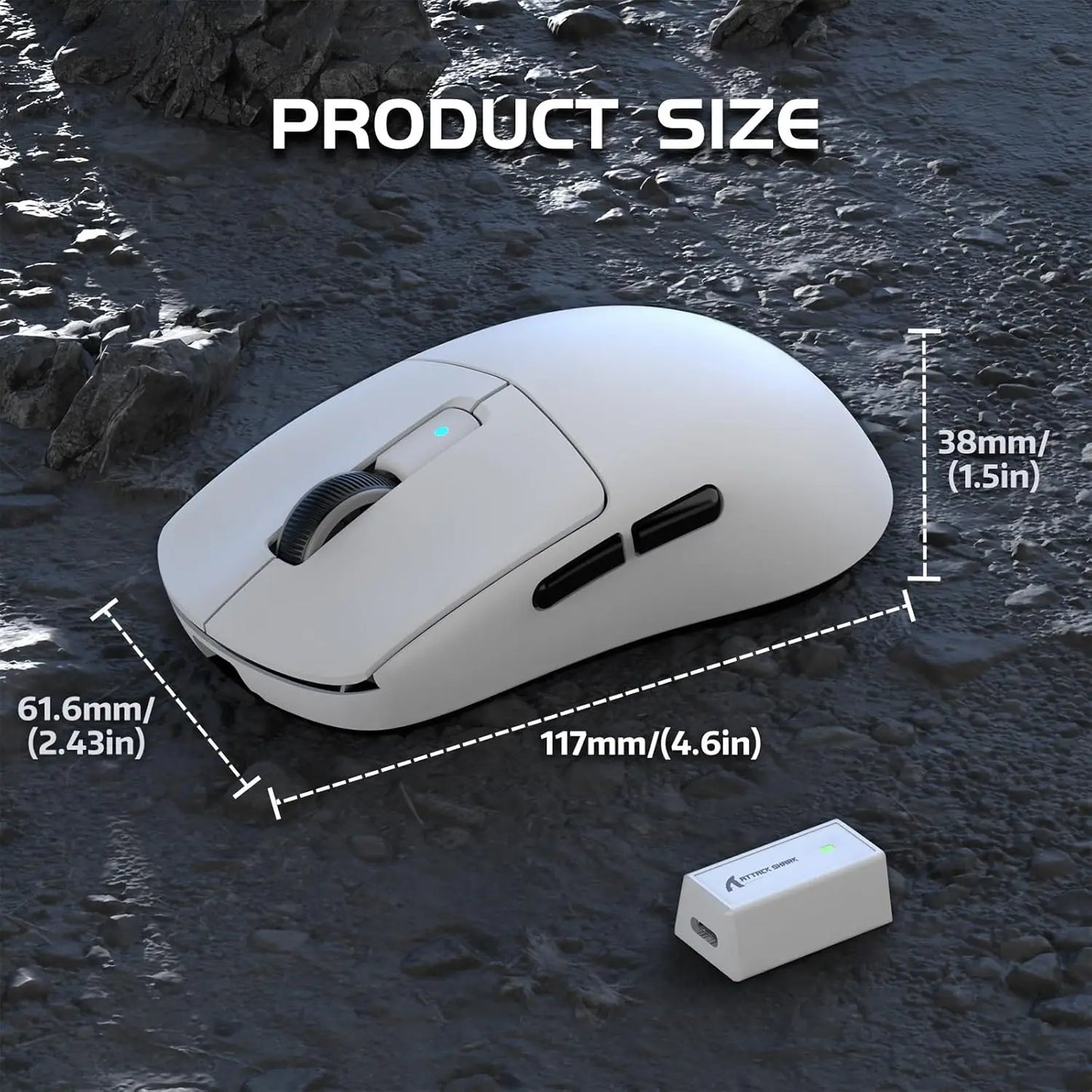 Attack Shark R6 leichte kabellose Gaming-Maus, Computermaus mit PAW 3950Max Sensor und Nordic 52480, 8KHz Polling