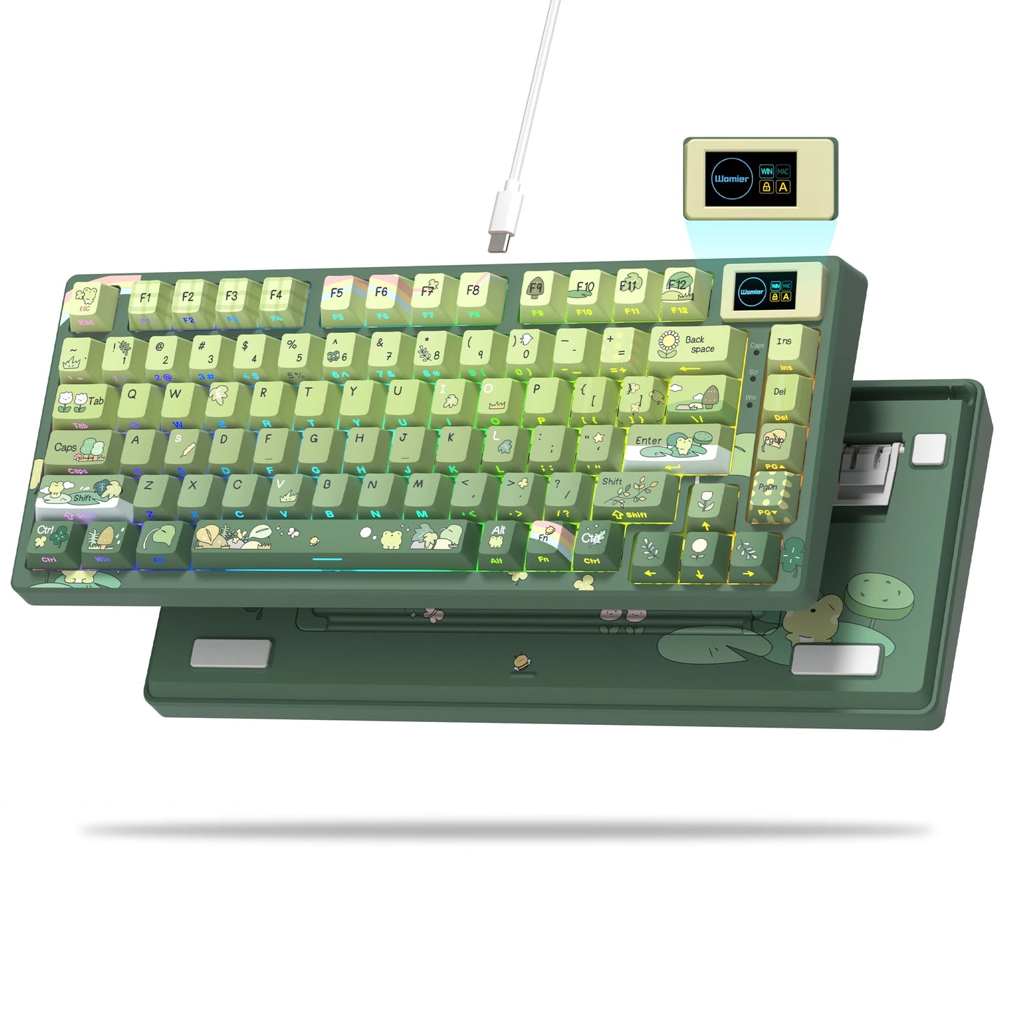 Tastiera gamer Womier S-K80 con display OLED a colori, tastiera meccanica gaming hot-swap con struttura gasket mount, RGB personalizzabile