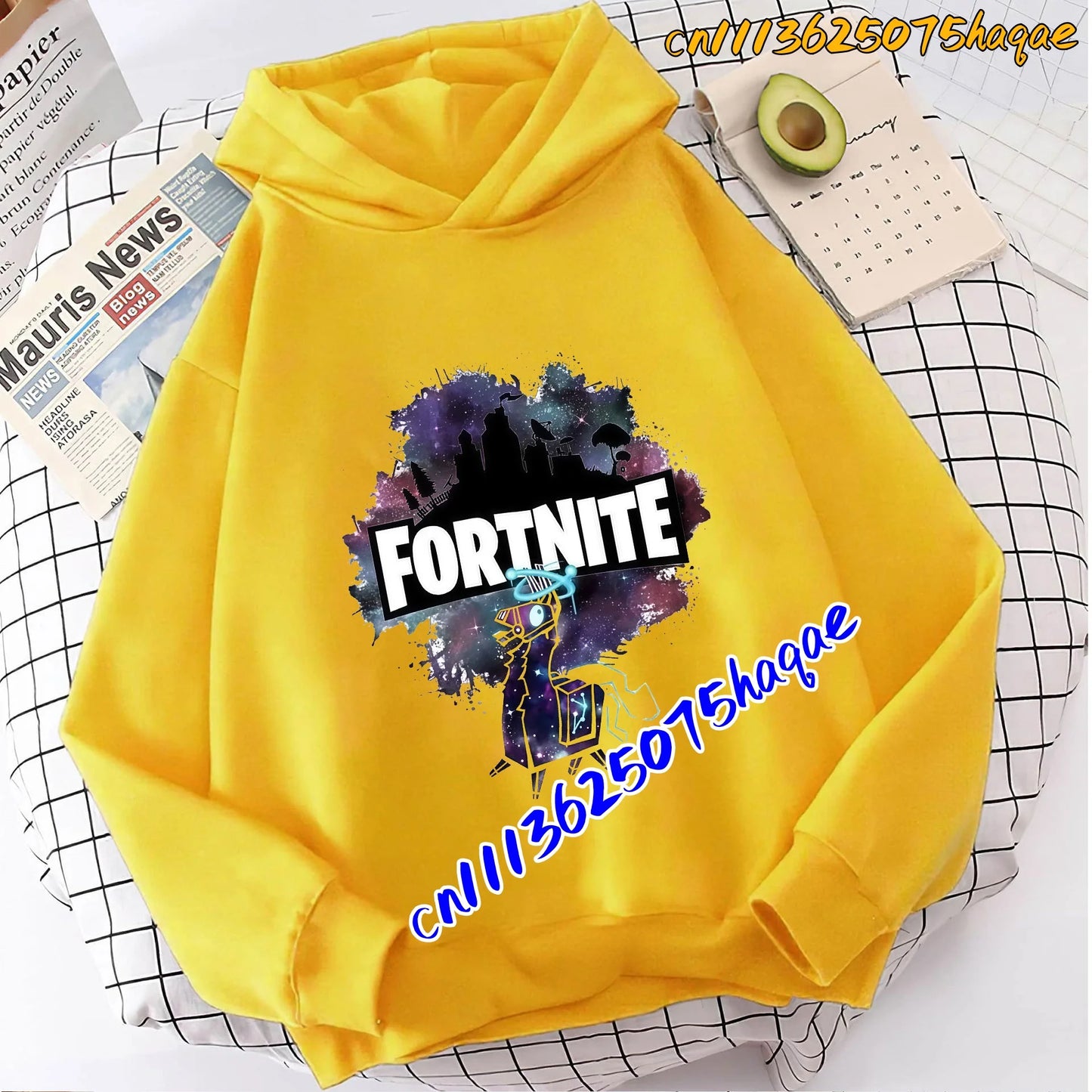 Hoodies infantis Fortnite com estampado do jogo, fato confortável de desenho animado, tops largos de manga comprida, roupa de outono/inverno