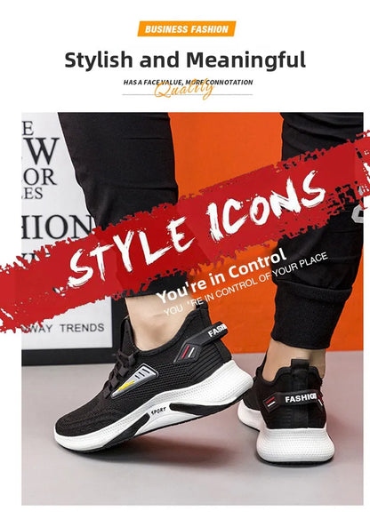 Hot Sale Of The Season New Men's Running Shoes Breathable Lightweight Knitted Lace-Up Sports Sneakers Fashionable Korean Styl...