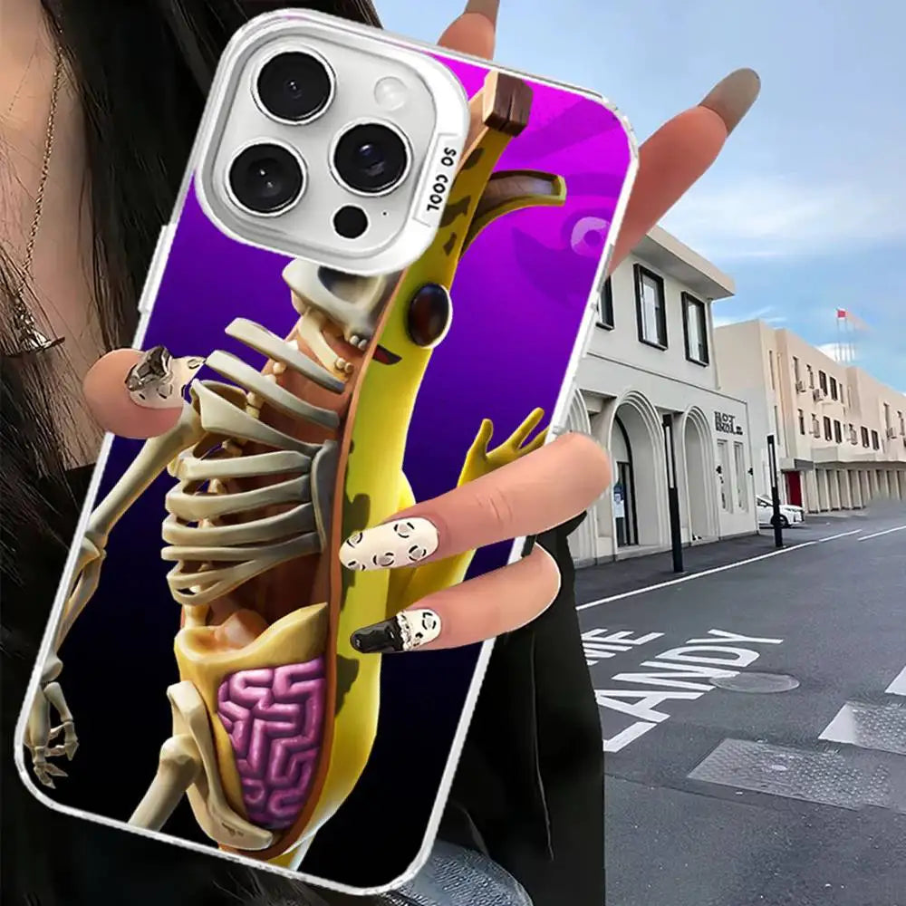 Capa de telemóvel F-Fortnites para iPhone 17 16 15 14 13 12 11 Pro Max Plus, cor prateada