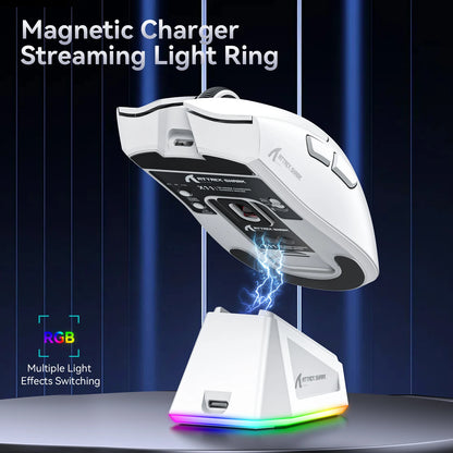 Attack Shark X11&R1 Tri-Mode-Bluetooth-Wireless-Maus mit Ladestation, RGB, ergonomische leichte Maus, PC-Gaming-Zubehör