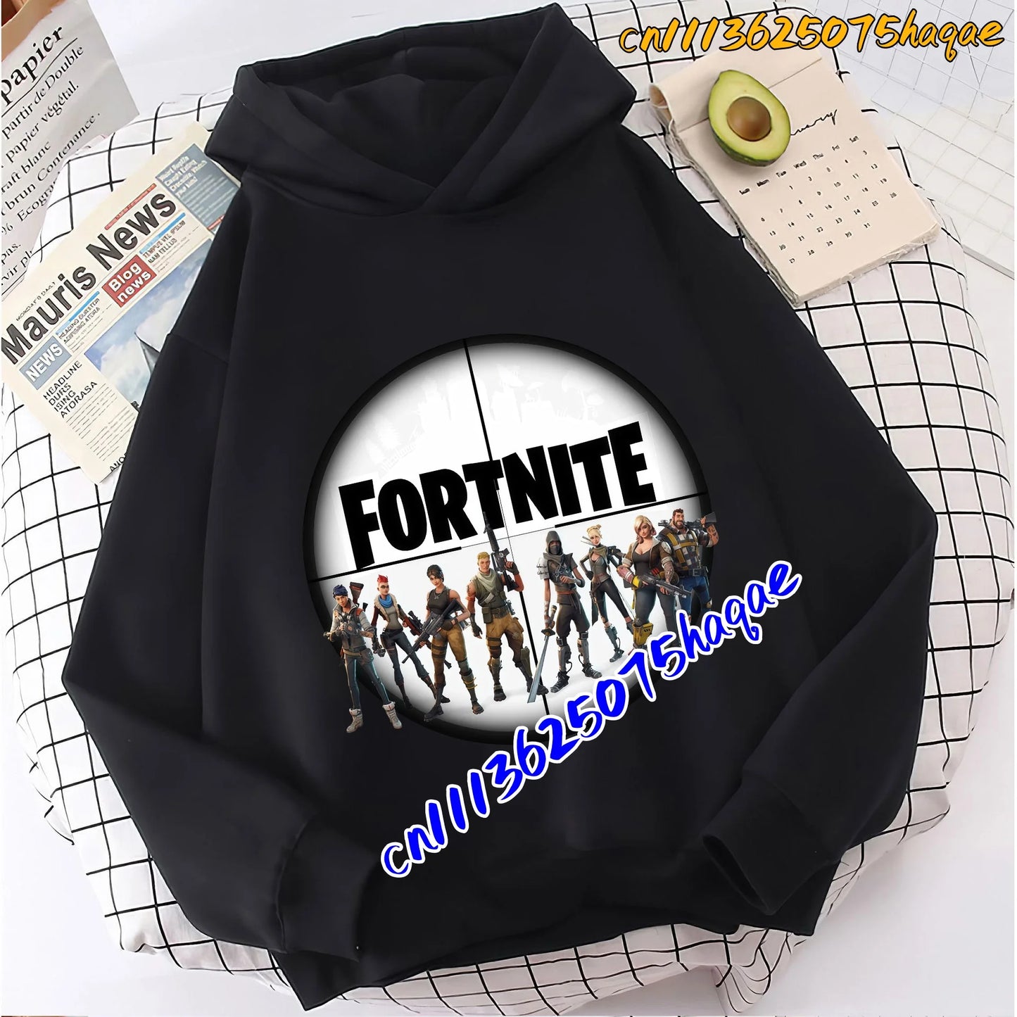 Hoodies infantis Fortnite com estampado do jogo, fato confortável de desenho animado, tops largos de manga comprida, roupa de outono/inverno