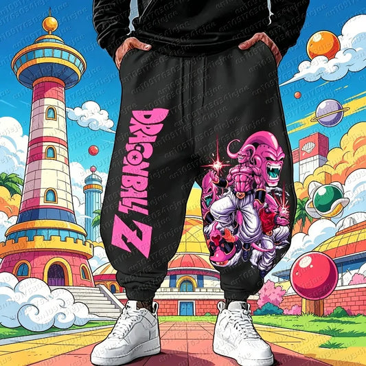 Pantaloni da tuta da uomo Dragon Ball autunno/inverno, tendenza rétro, stampa anime, vestibilità loose casual, workout, Harajuku, taglie forti, pantaloni hip hop