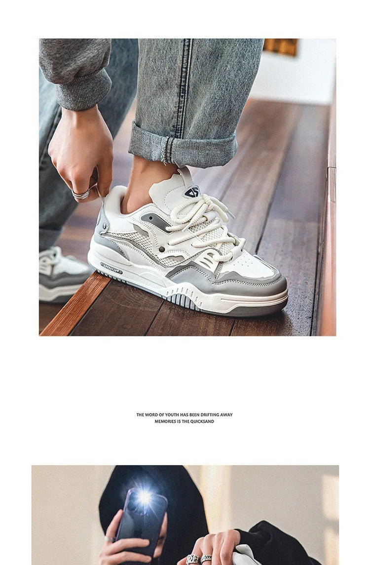 Zapatillas casual de malla para hombre, cómodas zapatillas de running masculinas con cordones, zapatos de skate con plataforma para hombre, zapatillas deportivas para estudiantes