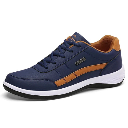 Leather Men's Sneakers Trendy Casual Italian Breathable Leisure Male Sneakers Non-Slip Footwear Men Vulcanized Shoes