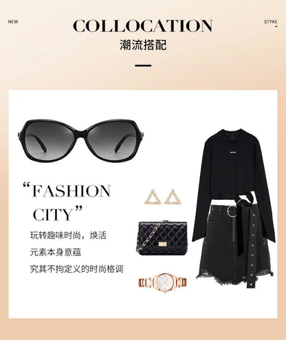 -75 -100 +125 Women Sunglasses Polarized Myopia Elegant Diamond-Embedded Frame Small Sunset Sunglasses Hyperopia Customization