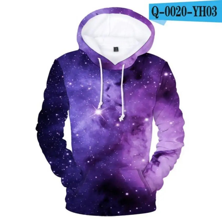 Sudaderas con capucha 3D Classic Popular Purple Sky Male Space Galaxy para hombre/mujer, sudadera de manga larga, jersey casual