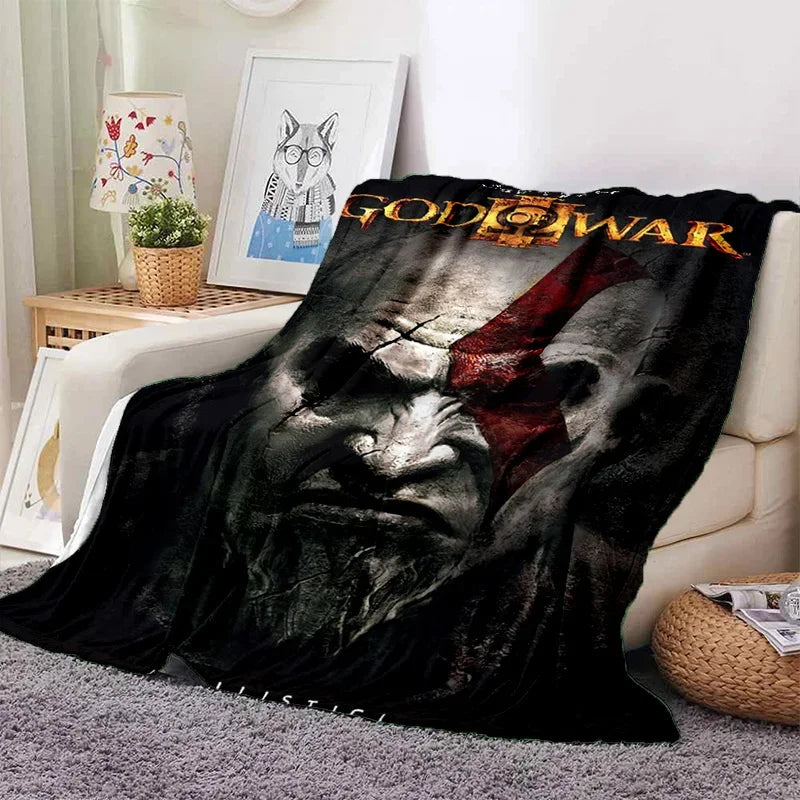 God of War Games Kratos Cartoon Soft Flannel Blanket for Beds Bedroom Sofa Picnic,Throw Blanket for Cover Outdoor Leisure Gift