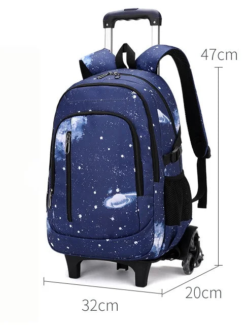 Fortnite 2-in-1 trolleyrugzak met sterrenhemelprint, grote capaciteit, waterdichte laptoptas met trapklimontwerp, schooltas voor studenten