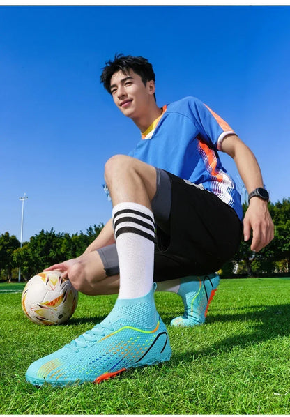 Chaussures de football FG/TF pour homme, bottes de football d'entraînement en plein air, baskets pour femme, chaussures de sport ultralégères antidérapantes, crampons de football pour terrain synthétique, grande taille