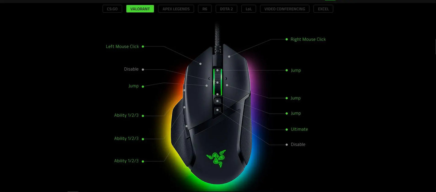 Razer Basilisk V3 Wired Gaming Mouse, 26000 DPI RGB Optical Gaming Mouse with 11 Programmable Buttons for PC & Laptop