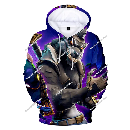 Sweatshirt com Capuz Infantil 3D 2025, Nova Série Anime Fortnite Estampada, Pullover de Marca Trendy, Presente