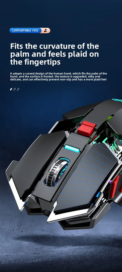 Nuevo 2025 Ratón Gaming Inalámbrico SC300 2.4G RGB 3200dpi Recargable Silencioso Mecánico para E-sports, Ordenador de Sobremesa y Portátil