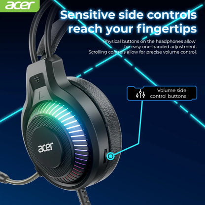 RGB kabelgebundene Gaming-Ohrhörer mit Mikrofon – Low-Latency-Surround-Sound-Gaming-Headset mit cooler RGB-Beleuchtung, Geräuschisolierung und komfortabler Passform