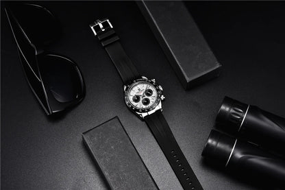 PAGANI DESIGN V2 40MM Herrenuhr mit Meteorit-Zifferblatt, Quarzwerk, Saphirglas, Retro-Chronograph, wasserdichte Uhr für Herren