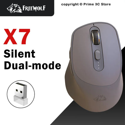 FREEWOLF X7 Wireless Mouse Bluetooth 2.4G Dual Mode Silent Rechargeable 4000 DPI Battery Indicator Ergonomic for PC Mac Laptop