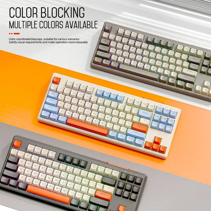 Tastiera M87 wireless Bluetooth dual mode, sensazione meccanica, gaming e ufficio silenziosa, copritasti sferici in PBT, illuminazione arcobaleno