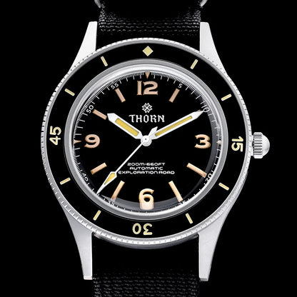 Thorn SHY033 Vintage 50-Fathoms Mechanical Watch NH35 Automatic Movement K9 Mineral Crystal 200m Waterproof Luminous Men Watch