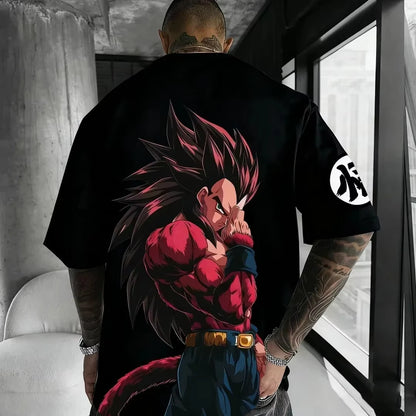 T-shirt oversize Dragon Ball Estate 2026 con cavo di alimentazione, Piccolo Goku, stampa artistica, casual neutro Y2K