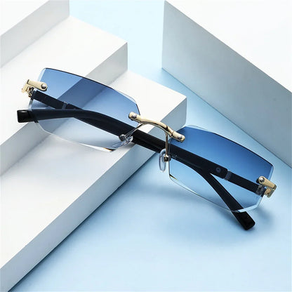 Trendy Rimless Sunglasses for Men Women Fashion Frameless Rectangle Sun Glasses Retro UV400 Shades Summer Goggles Eyewear