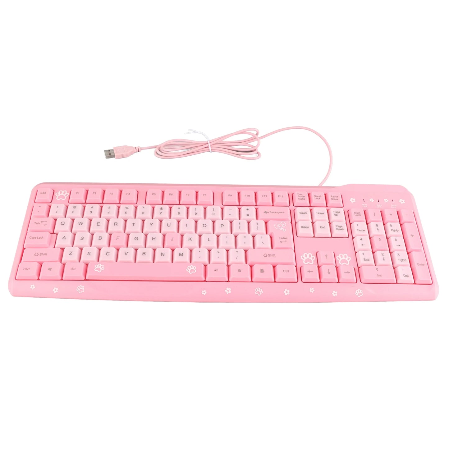 Tastiera cablata USB da 104 tasti ultrasottile, cute cartoon, ergonomica, Plug and Play per PC domestici e laptop