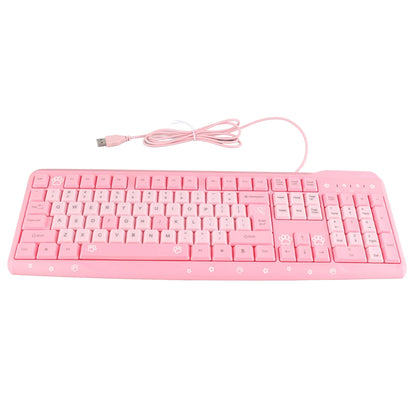 Tastiera cablata USB da 104 tasti ultrasottile, cute cartoon, ergonomica, Plug and Play per PC domestici e laptop