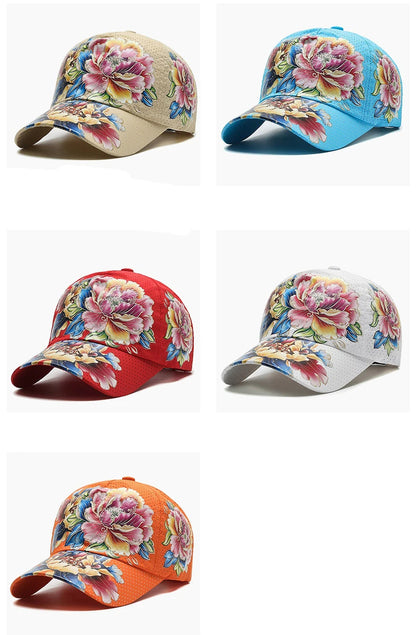 Summer Quick Dry Baseball Cap Men's and Women's Flower Sun Hats Printed Chinese Style Floral Sun Hats Outdoor Hats