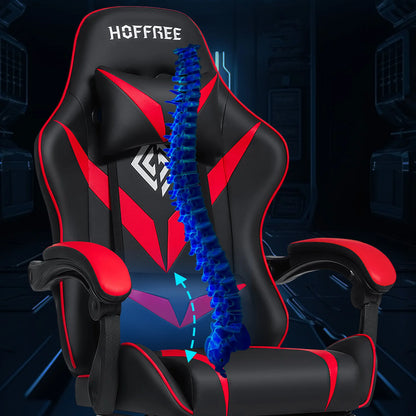 200Lbs Load Gaming Chair with Massage Ergonomic Computer Chair Footrest and Lumbar Support Reclining PC Chair Adjustable Armrest