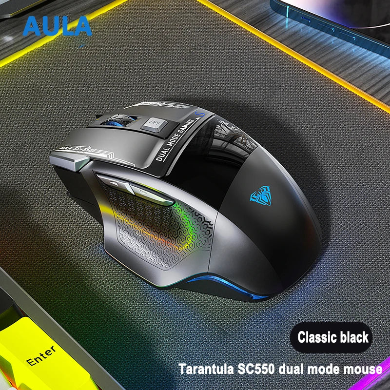 Ratón gaming AULA SC550 2.4G inalámbrico con macro, retroiluminación RGB, diseño ergonómico, ratón e-sports, accesorios para PC