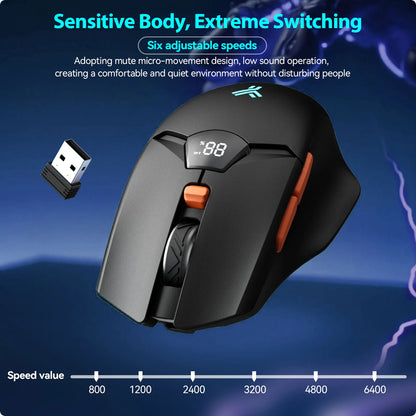 Mouse Bluetooth wireless con display digitale della batteria, mouse ergonomico silenzioso per PC, laptop e gaming, 2.4G/Bluetooth 5.0