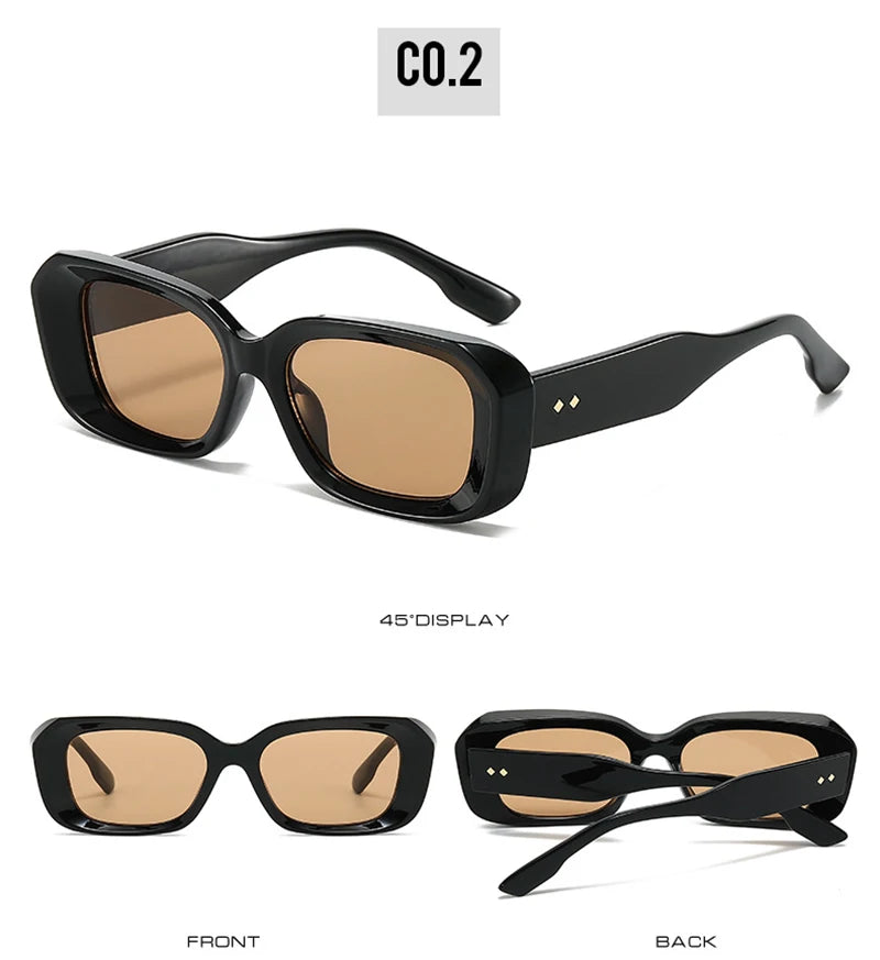 SHAUNA Retro Square Sunglasses Women Fashion Rivets Gradient Shades UV400 Men Green Pink Sun Glasses