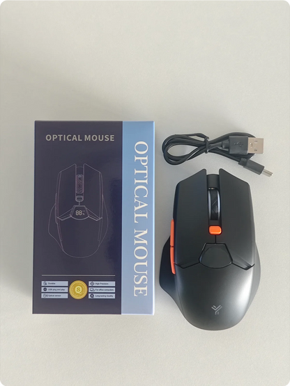 Mouse Bluetooth wireless con display digitale della batteria, mouse ergonomico silenzioso per PC, laptop e gaming, 2.4G/Bluetooth 5.0