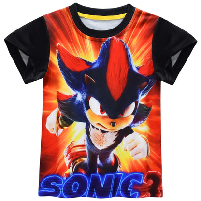 Game Character Super Sonic-Sonic the Hedgehog Medium and Big Kids Summer Dress Casual Short Sleeve T Crew Neck Top Kids Gifts