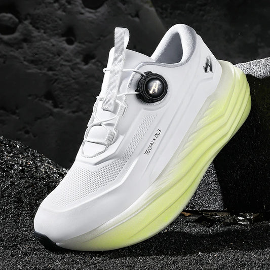 Men's High Platform Running Shoes | Breathable Mesh Athletic Sneakers | Rotating Buckle Quick Wear Casual Walking Shoes
