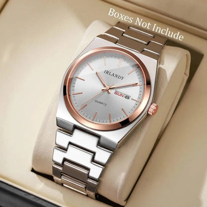 Luxury Mens Calendar Quartz Wristwatches Fashion Men Business Watches Clock Gift Reloj Hombre（Without Box）