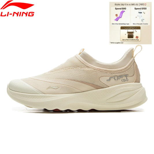 Li-Ning Women's SOFT GO 2 Slip-on Casual Walking Shoes COMFOAM Breathable Flexible LiNing Comfortable Sports Sneakers AGLV006