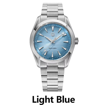 Relógio Watchdives WD0006, movimento VH31 com ponteiro dos segundos fluido, vidro de safira abaulado, revestimento luminescente BGW9, estanque até 10 bar, 38 mm, estilo vintage