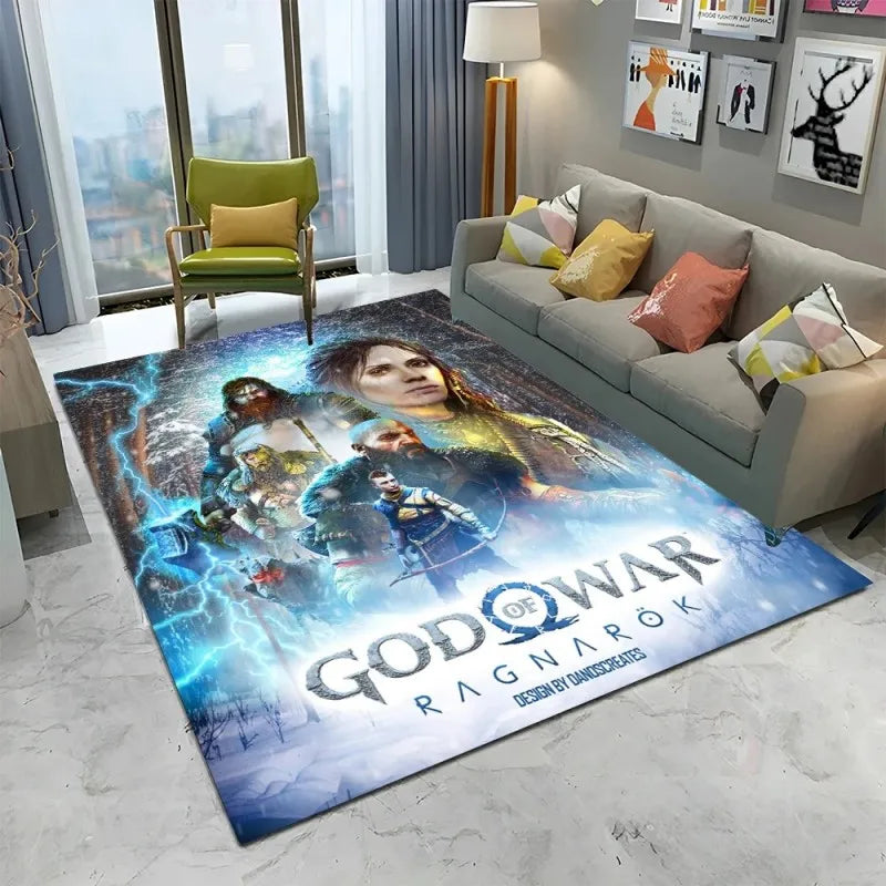 3D God of War Games Carpet Home Living Room Bedroom Sofa Doormat Decor Kids Play Area Rug Non-slip Mechanical Washable Floor Mat