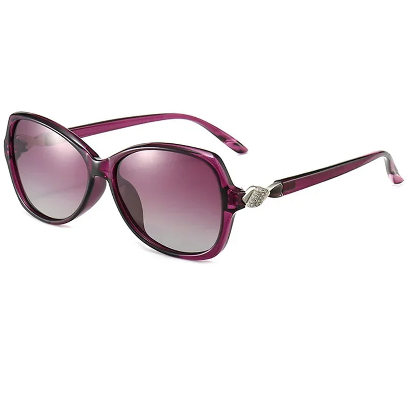 -75 -100 +125 Women Sunglasses Polarized Myopia Elegant Diamond-Embedded Frame Small Sunset Sunglasses Hyperopia Customization