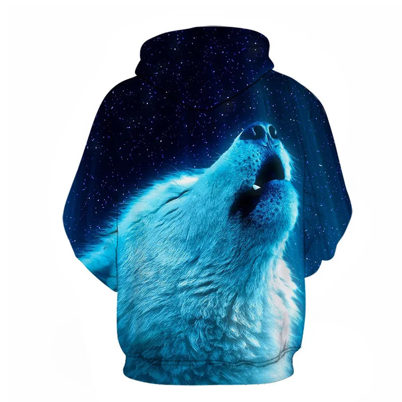 Animal Wolf graphic Men's Fashion 3D Print Outdoor Hoodie Streetwear Hoodies Hooded Front Pocket Designer Hoodie Sweatshirt