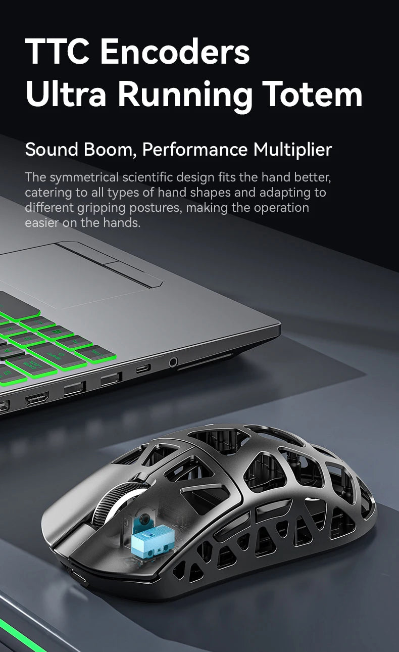 ATTACK SHARK R3 Gaming Mouse Magnesium Alloy Honeycomb, Ultra-Lightweight 8K Hz, PAW3395 Sensor, 26000 DPI, Ergonomic Shell